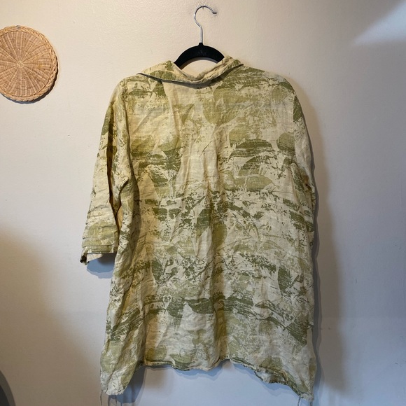 Click made in USA size XL green/ cream linen shirt - Picture 6 of 8